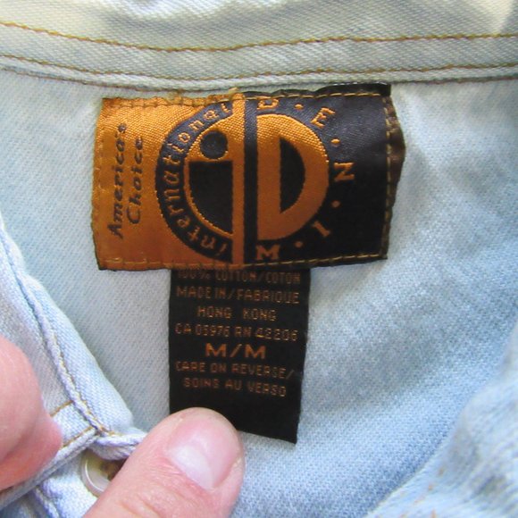 Mens Vtg Native American Wolf Print Denim Button Up Shirt Sz M - Picture 4 of 7